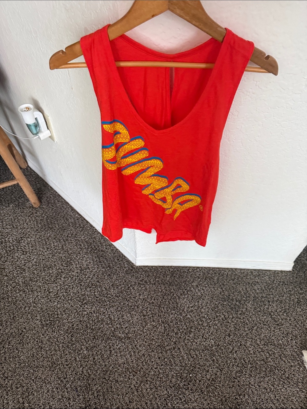 Women's Red Graphic Scoop Tank Top with Yellow Script